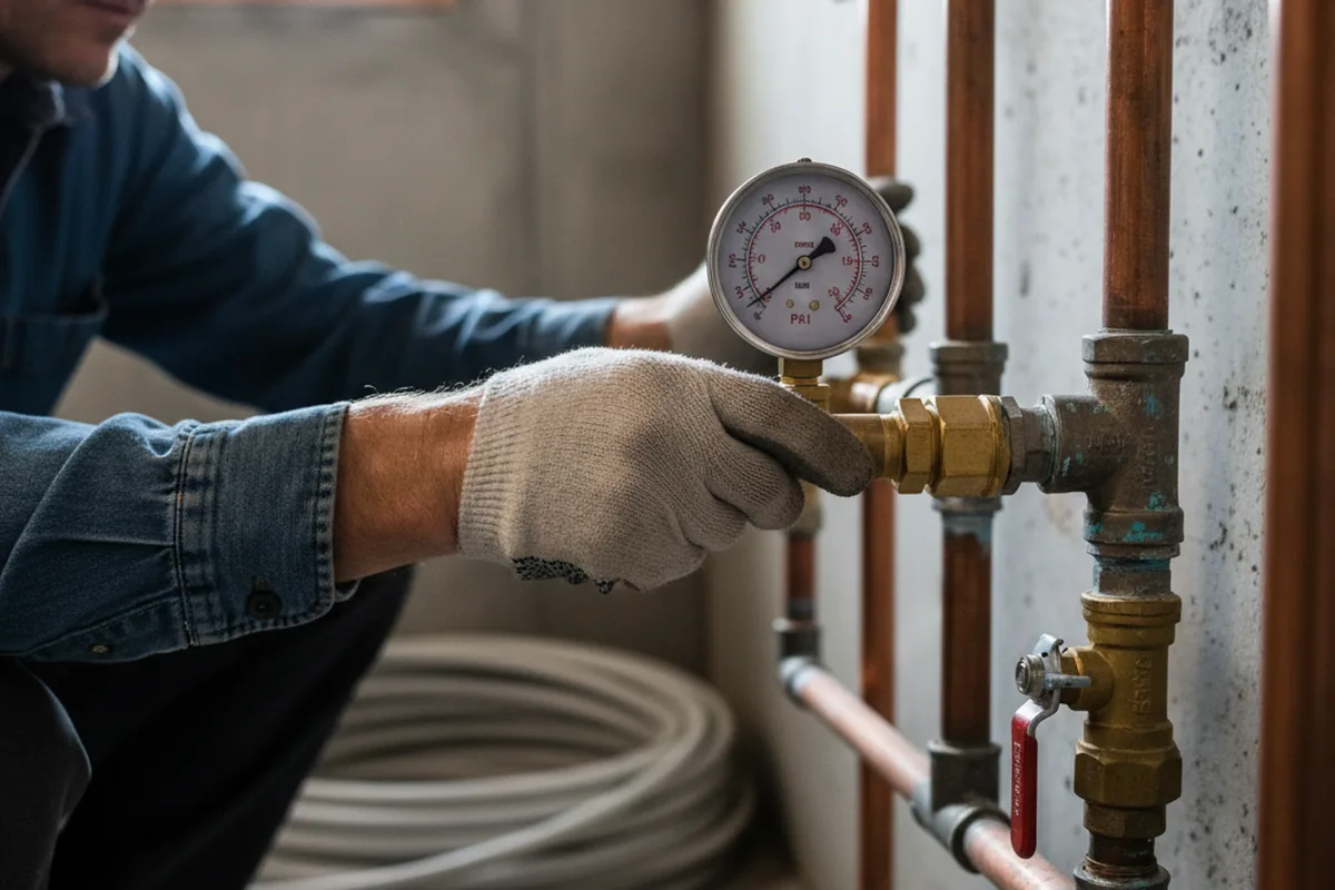 Pressure testing a repaired line during Water Line Repair in Lena